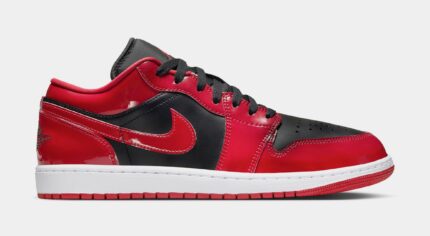 Air Jordan 1 Low Bred Patent Mens Lifestyle Shoes (Black/Vasity Red/White)