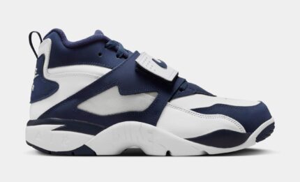 Air Diamond Turf White And Metallic Silver Mens Basketball Shoes (White/College Navy/Metallic Silver)