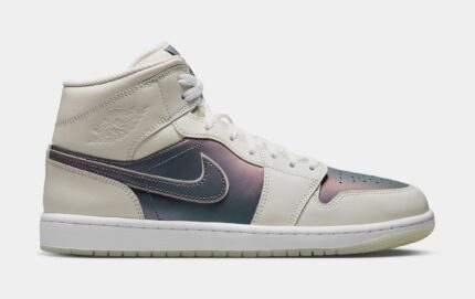Air Jordan 1 Mid Iridescent Mens Lifestyle Shoes (Phantom/White)