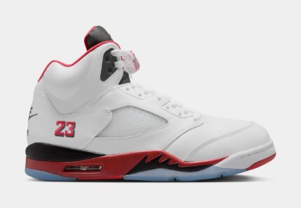 Air Jordan 5 Retro Fire Red Mens Lifestyle Shoes (White/Fire Red/Black) Free Shipping