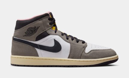 Air Jordan 1 Mid SE Cave Stone Mens Lifestyle Shoes (White/Cave Stone/Dark Sulfur/Oil Grey)