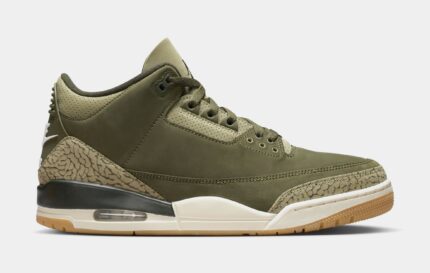 Air Jordan 3 Retro Medium Olive Mens Lifestyle Shoes (Medium Olive/Sequoia/Neutral Olive/Sail/Total Crimson)