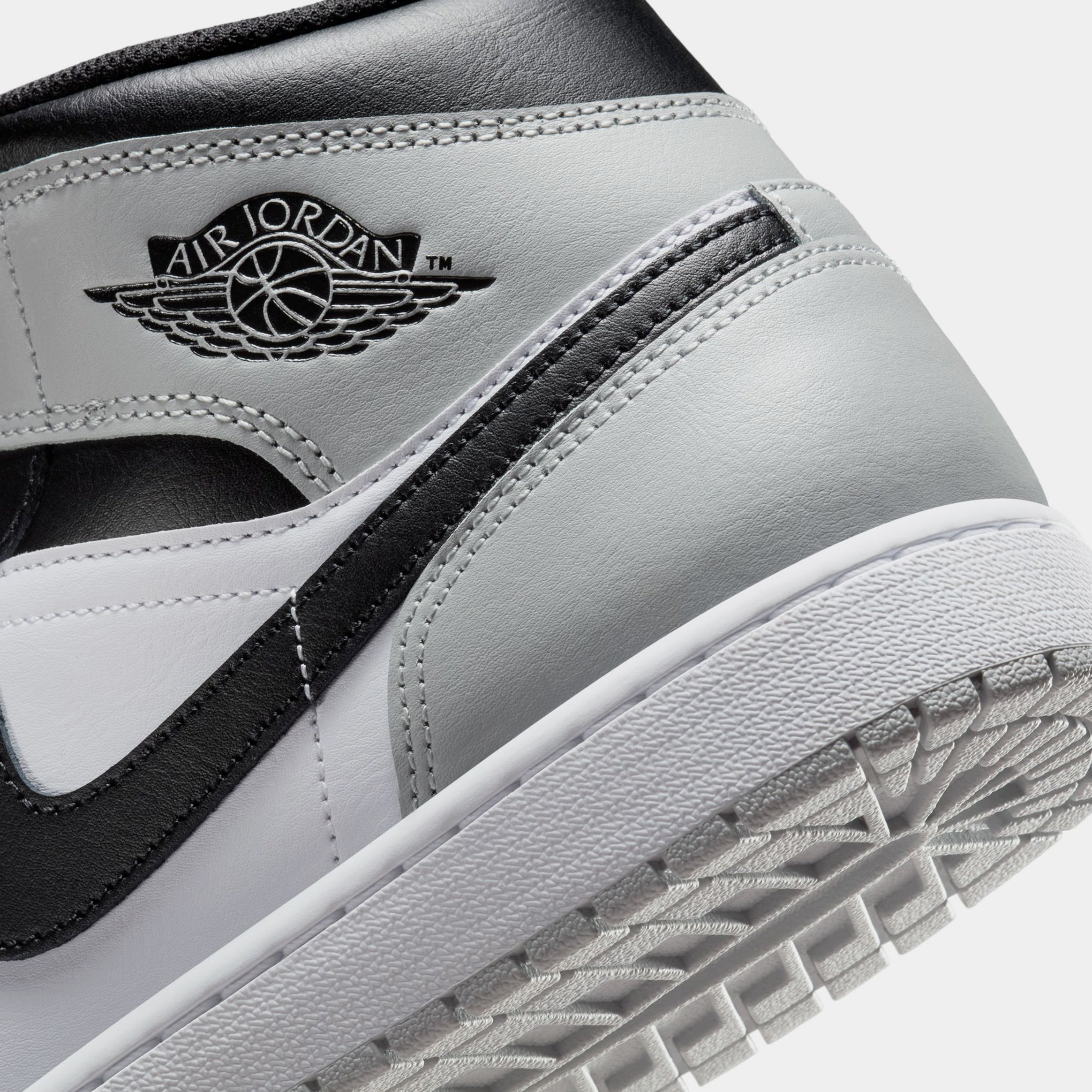 Air Jordan 1 Mid Mens Lifestyle Shoes (White/Light Smoke Grey/Black) - Image 6