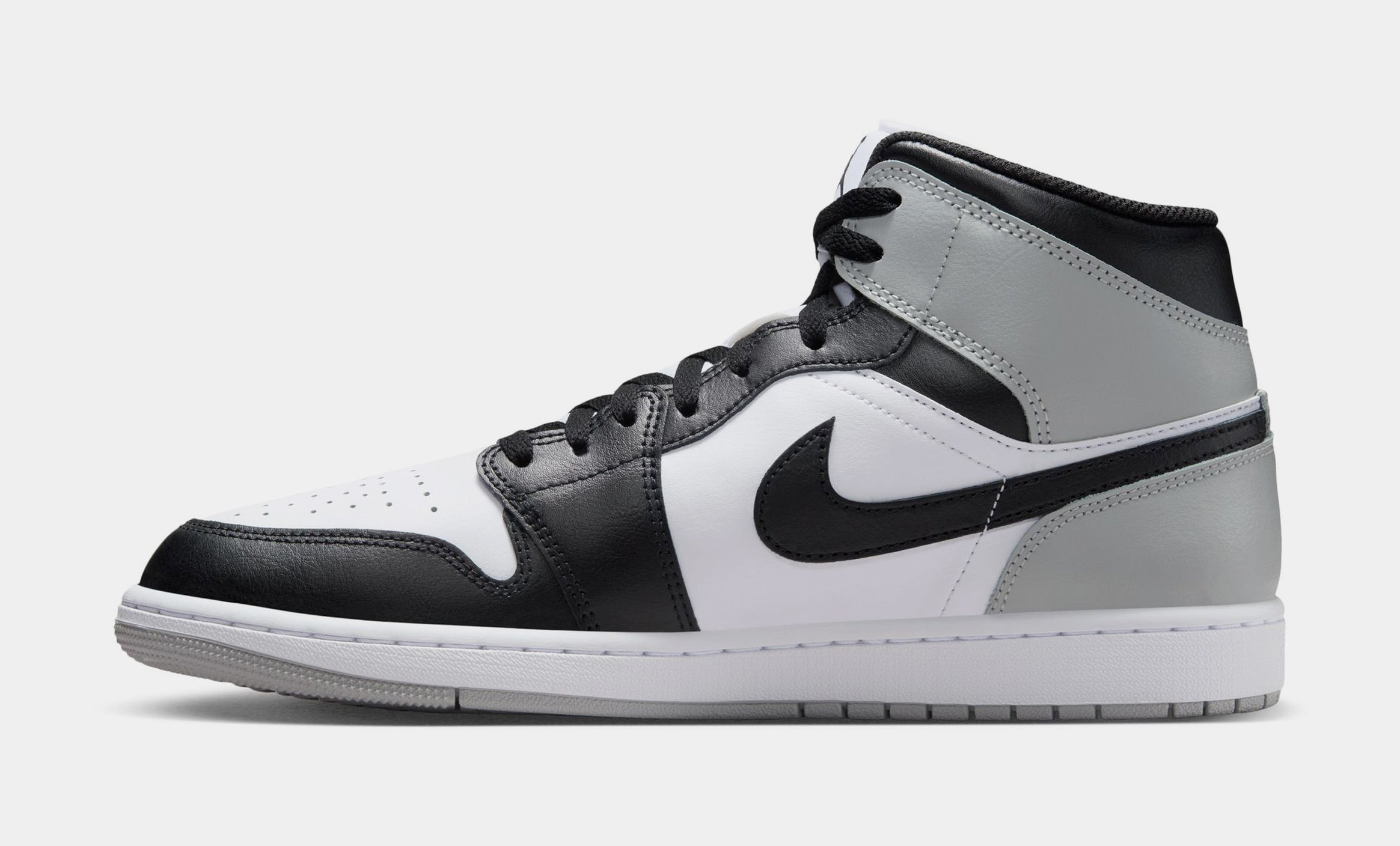 Air Jordan 1 Mid Mens Lifestyle Shoes (White/Light Smoke Grey/Black) - Image 3