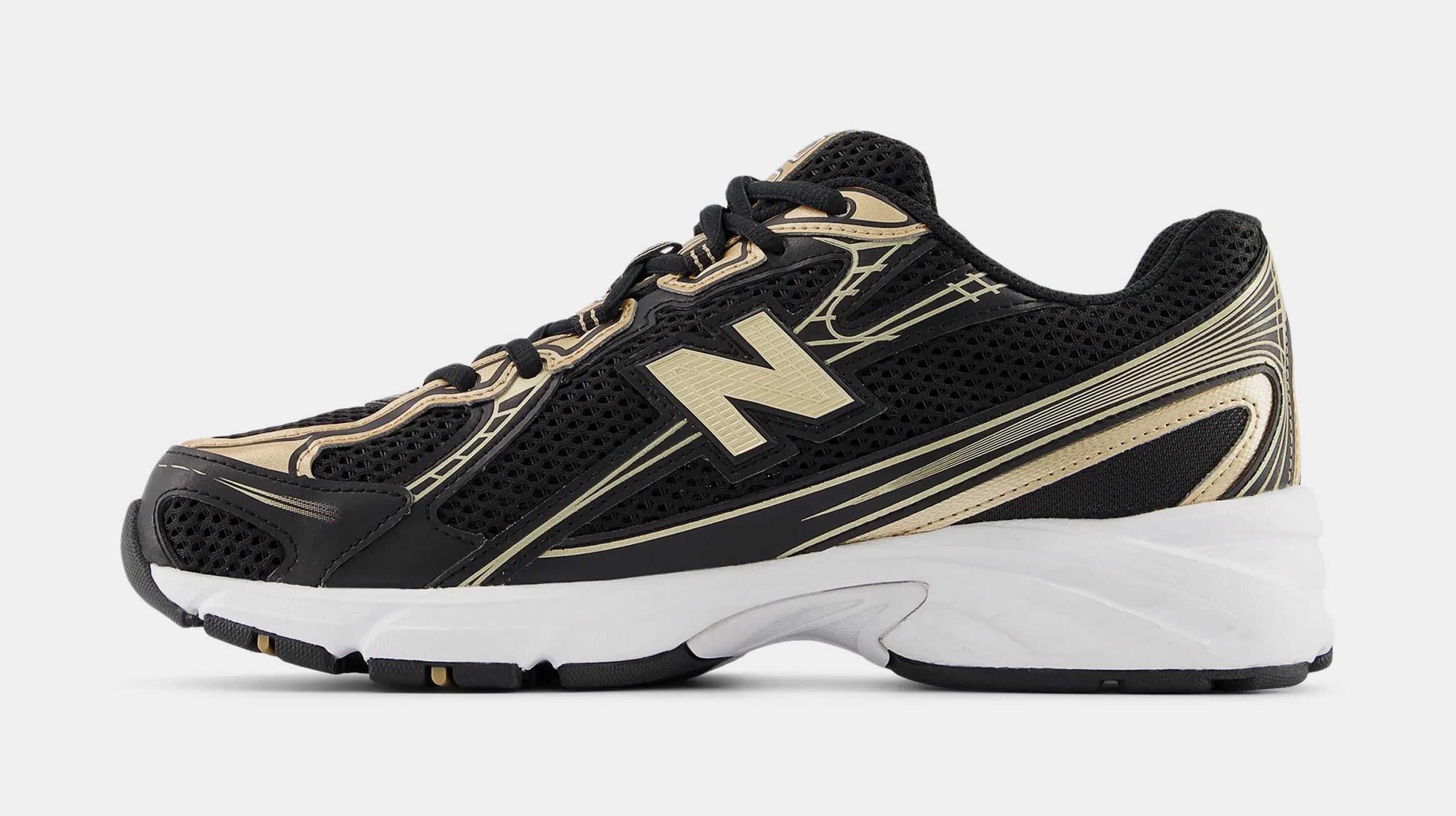 740 Mens Lifestyle Shoes (Black/White/Gold) - Image 3