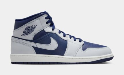 Air Jordan 1 Mid Mens Lifestyle Shoes (Blue Void/Pure Platinum/Summit White)