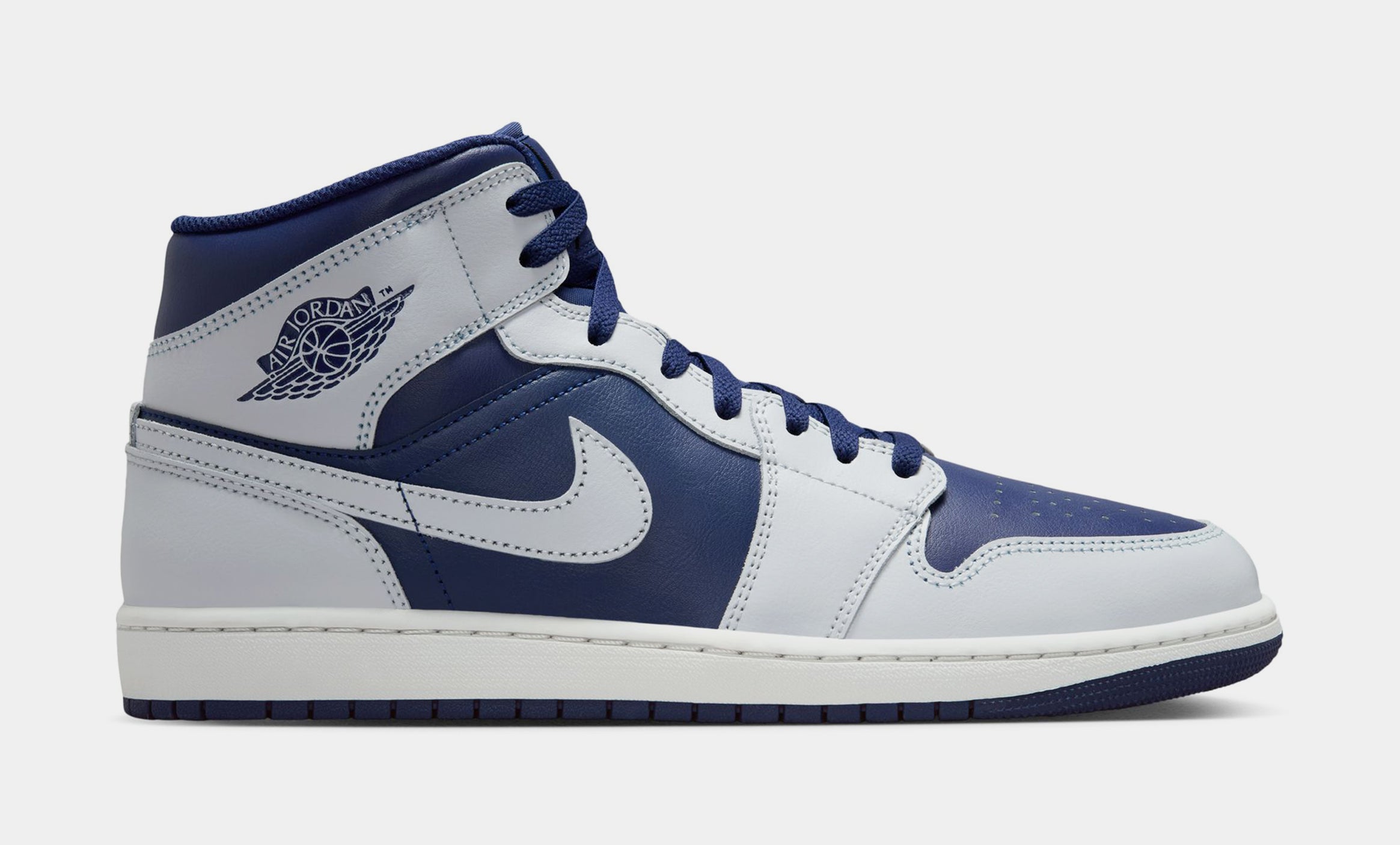 Air Jordan 1 Mid Mens Lifestyle Shoes (Blue Void/Pure Platinum/Summit White)