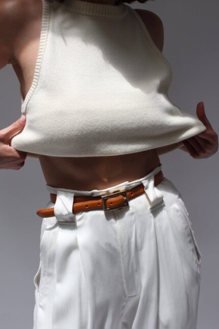 NaNin- Lois Genuine Leather Belt with Gold Hardware