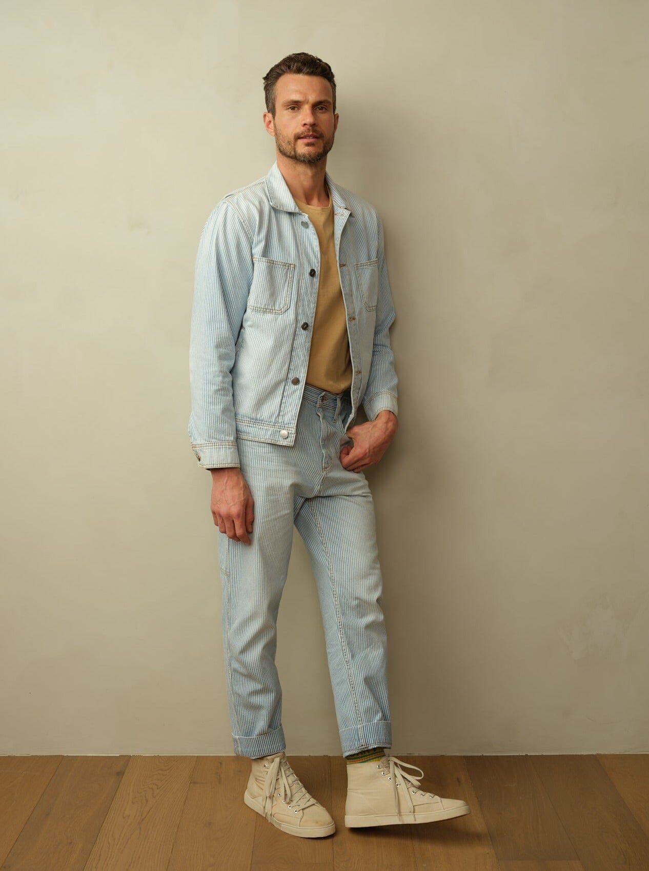 Men's Cody Japanese Denim Railroad Stripe Jacket - Image 4