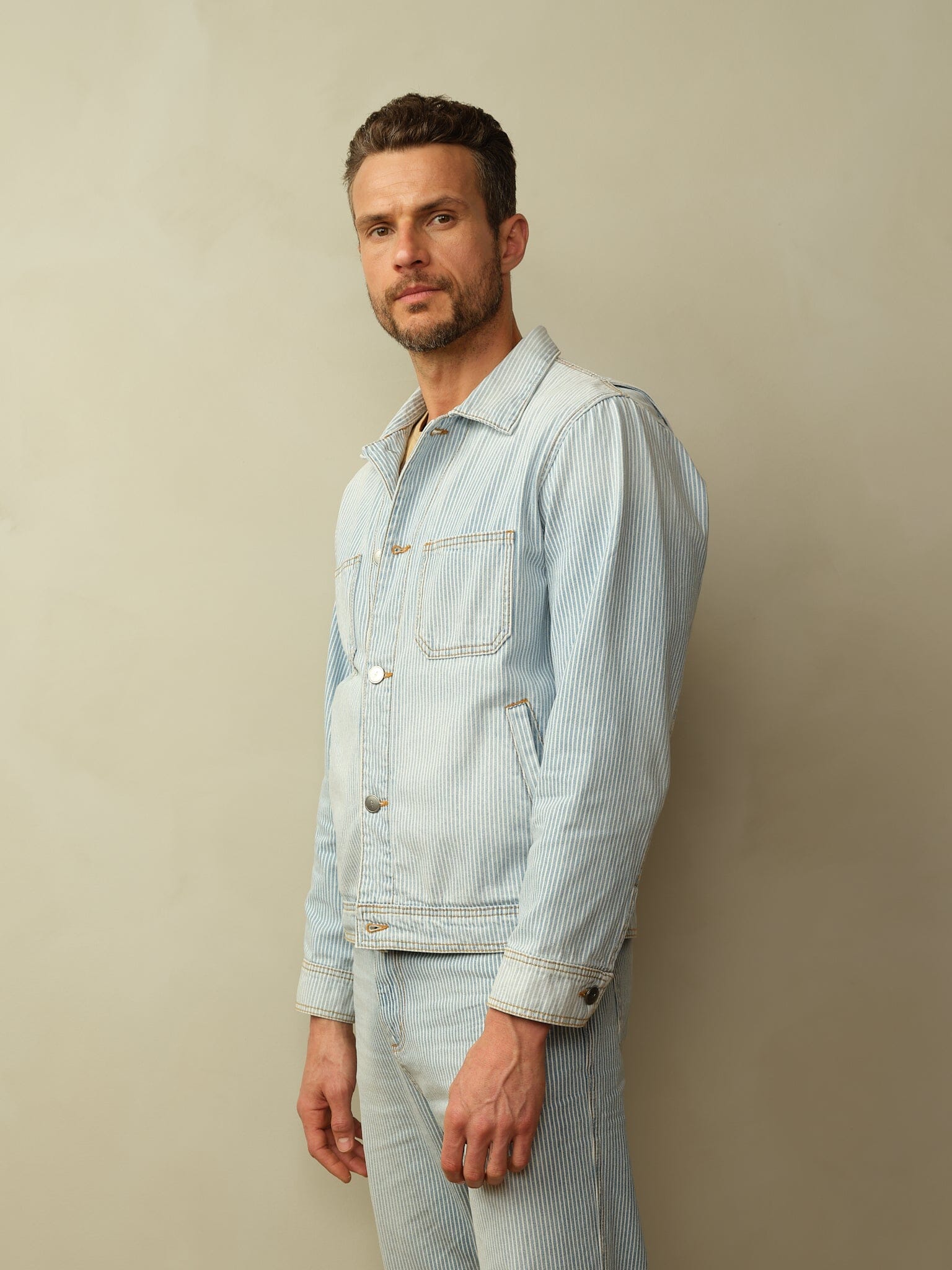 Men's Cody Japanese Denim Railroad Stripe Jacket