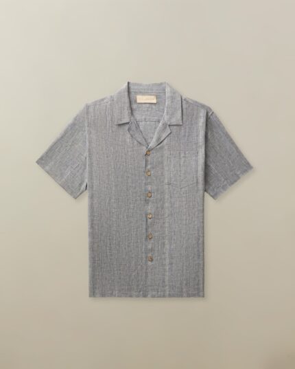 Men's Fez Shirt in Linen Jacquard