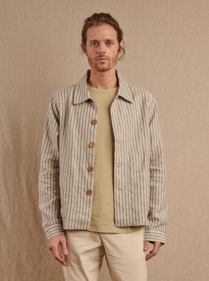 Men's Striped Santos Jacket in Linen - Final Sale
