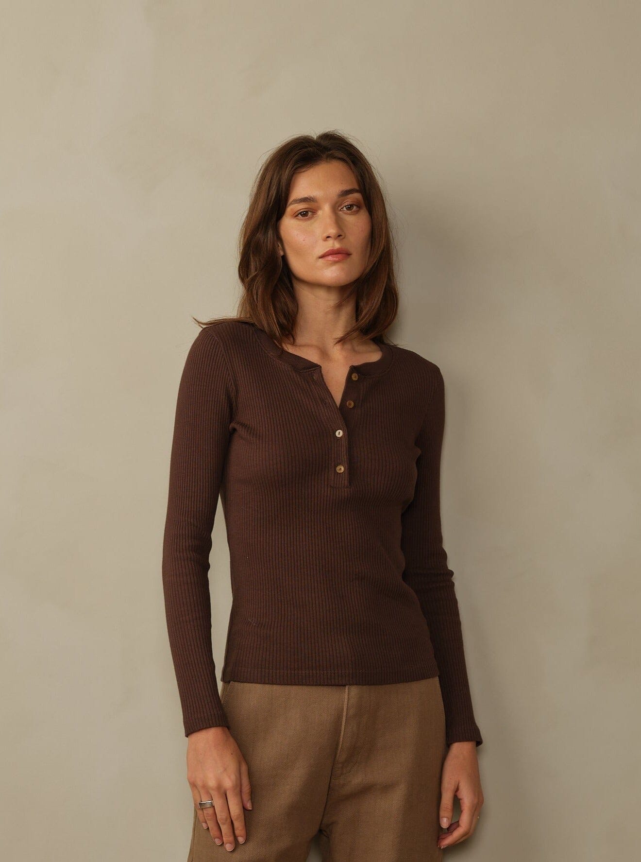 Women's Tasmen Ribbed Henley - Final Sale