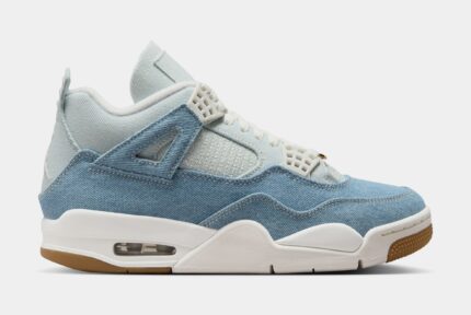 Air Jordan 4 Retro Worn Blue Womens Lifestyle Shoes (Sail/Gum Light Brown/Worn Blue/Sail/Metallic Gold)