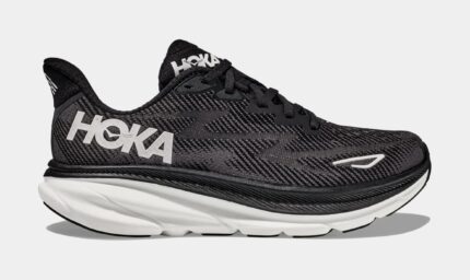 Clifton 9 Womens Running Shoes (Black/White) Final Sale